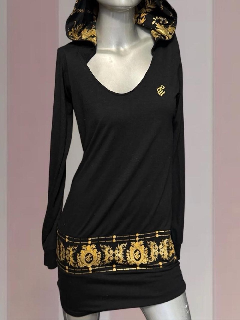 Rocawear Vintage Y2K hooded Black/Gold Dress